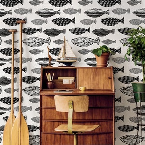Temporäre Tapete Schälen und Stick Abnehmbare Tapete Abstraktes Wandpapier Wandbild - Schwarzweiße Tapete - C084