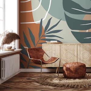 Aquarell Tropical Selbstklebende Prop Art Abnehmbare Tapete Tropical Wallpaper Peel and Stick Aquarell Wandbild Tapete -B961