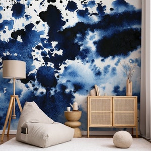 Watercolor Wallpaper Removable Wallpaper Watercolor Print Removable Wallpaper Temporary Wallpaper Watercolor Mural Large Wall Paper - A223