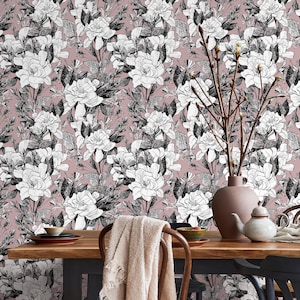 Papel pintado autoadhesivo con diseño floral, mural de tela extraíble