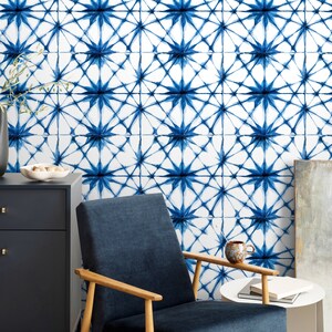 Blue Watercolor Starburst Removable Wallpaper, Splash Wall Art