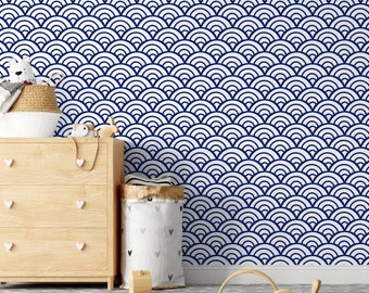 Wallpaper Peel and Stick Wallpaper Removable Wallpaper Home Decor Wall Art Wall Decor Room Decor /  Geometric Navy Blue Wallpaper  -  A566
