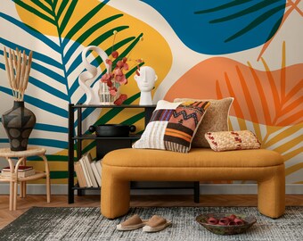Tropical Watercolor Peel and Stick Wallpaper – Removable Mural