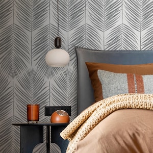 Gray Leaves Peel and Stick Wallpaper - Removable Wall Decor