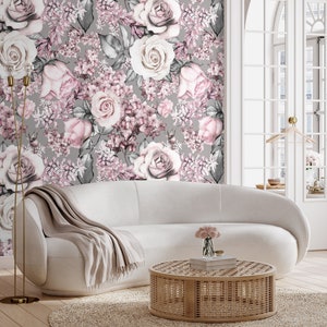 Temporary Wallpaper Floral Wall Mural Removable Wallpaper Nursery Wallpaper Wall Decor Wall Paper Removable Peel and Stick Wallpaper - A548