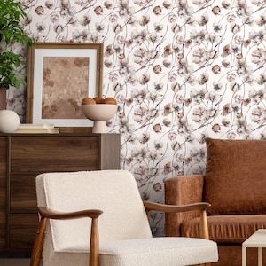 Papel pintado autoadhesivo de flores de algodón - B614