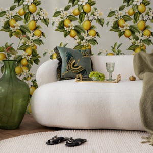 Vintage lemon tree wallpaper, citrus wallpaper, fruit kitchen wallpaper, Italian-inspired home decor - ZAEW
