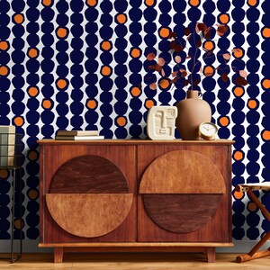 Tapete Schälen und Stick Tapete Abnehmbare Tapete Wohnkultur Wandkunst Wanddekor Raumdekor / Navy Blue Dots Tapete - B434