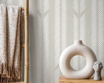 Neutral Herringbone Wallpaper Minimalist Wallpaper Peel and Stick and Traditional Wallpaper - D800