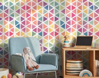 Wallpaper Peel and Stick Wallpaper Removable Wallpaper Home Decor Wall Art Wall Decor Room Decor / Colorful Geometrical Wallpaper - A157