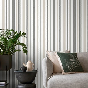 Grey  Striped Wallpaper Modern Wallpaper Peel and Stick and Traditional Wallpaper - D844