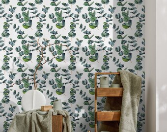 Wallpaper Peel and Stick Wallpaper Removable Wallpaper Home Decor Wall Art Wall Decor Room Decor / Green Leaves Wallpaper - A756