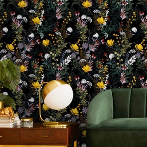 Temporäre Tapete Vintage Tapete Bunte Tapeten Tapete, Schälen und aufkleben Selbstklebende Stoffblumentapete - A573