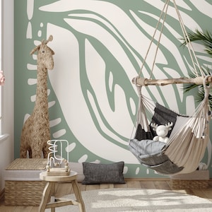 Light Green Abstract Art Wallpaper Large Boho Wallpaper Peel and Stick and Traditional Wallpaper - D624
