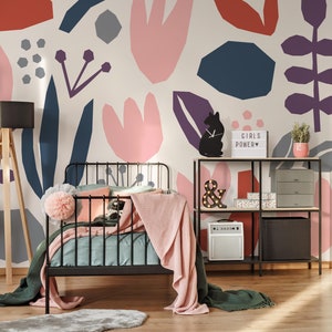Temporary Wallpaper Nursery Decor Removable Wallpaper Peel and Stick Geometric Wallpaper Wall Mural Cute Navy Blue Wallpaper - B455