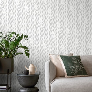 Temporäre Tapete abnehmbare Tapete schälen und aufkleben Tapete Wand Papier Wandbild - Grunge Herringbone Wallpaper - D953