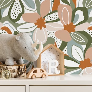 Colorful Floral Wallpaper Fun Wallpaper Peel and Stick and Traditional Wallpaper - D655