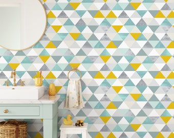 Wallpaper Peel and Stick Wallpaper Removable Wallpaper Home Decor Wall Art Wall Decor Room Decor / Geometric Triangle Wallpaper - A732