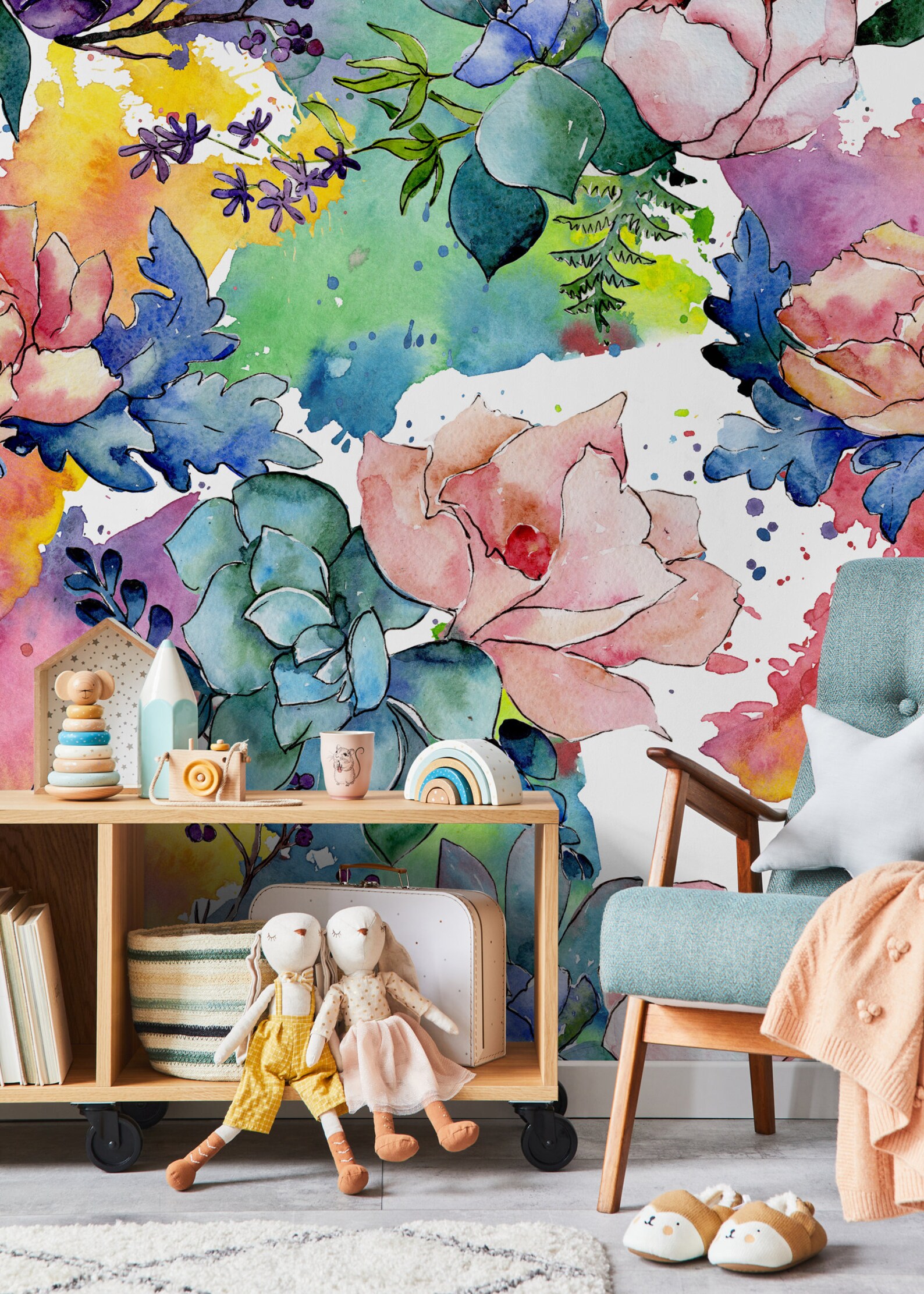 Floral Wallpaper Removable Wallpaper Flower Wallpaper Etsy