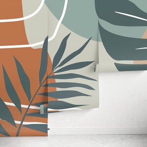 Watercolor Tropical Self Adhesive Prop Art Removable Wallpaper Tropical Wallpaper Peel and Stick Watercolor Mural Wall Paper B961 image 5