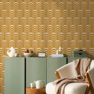 Art Deco Geometric Gold & White Wallpaper - C544
