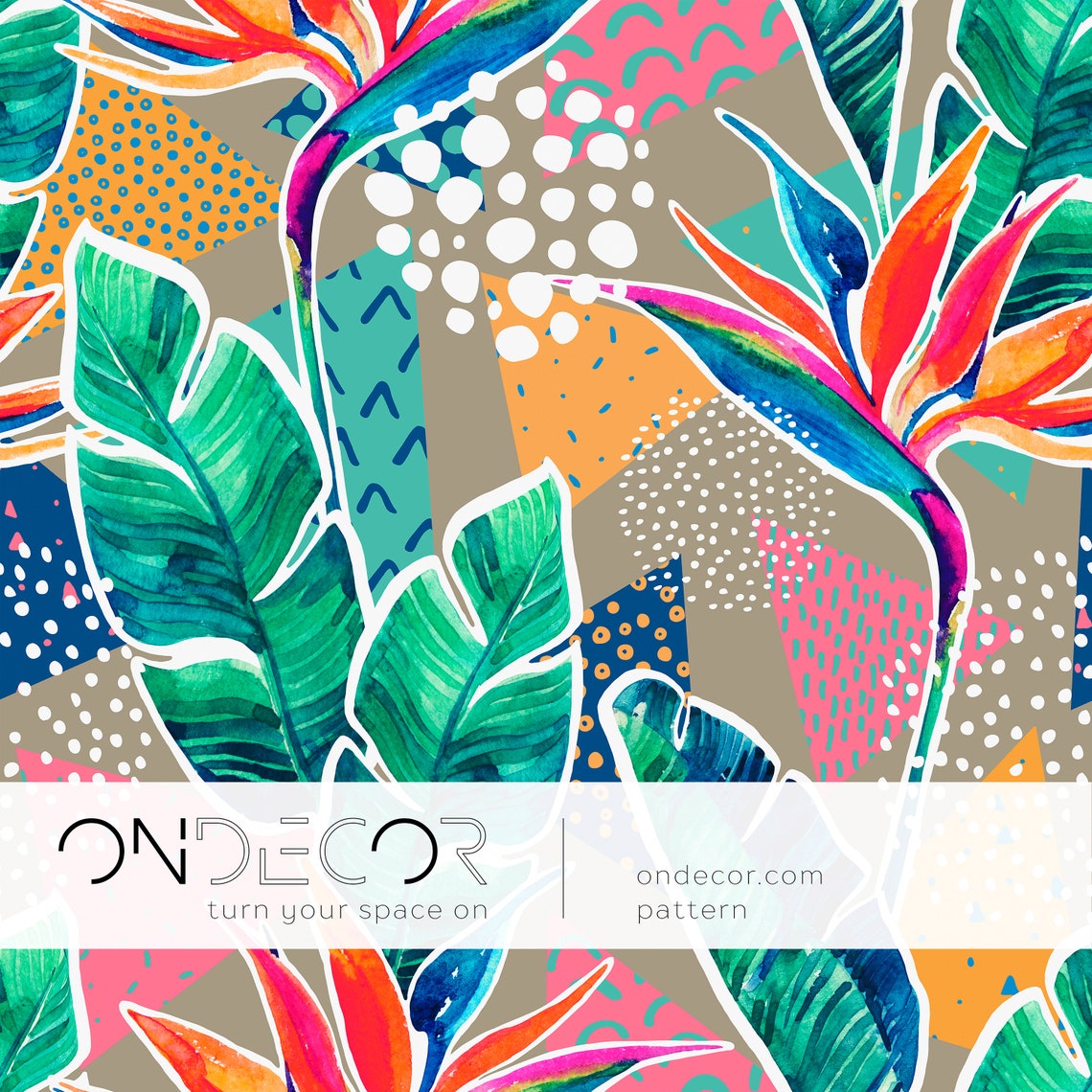 Bird Of Paradise Wallpaper Tropical Wall Decor Leaves | Etsy