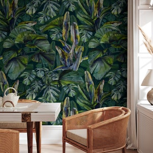 Wallpaper Peel and Stick Wallpaper Removable Wallpaper Home Decor Wall Art Wall Decor Room Decor / Green Botanical Wallpaper - C407