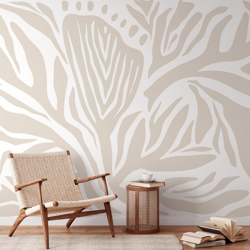 Neutral Abstract Wallpaper Contemporary Mural Peel and Stick and Traditional Wallpaper D695 image 3