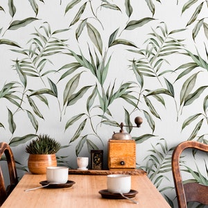 Wallpaper Peel and Stick Wallpaper Removable Wallpaper Home Decor WallArt Wall Decor Room Decor / Tropical Botanical Leaves Wallpaper - C271