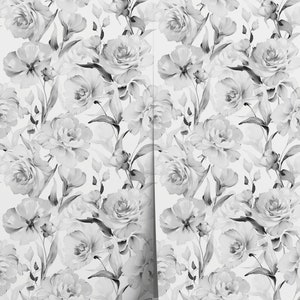 Gray Vintage Peony Wallpaper / Peel and Stick Wallpaper Removable Wallpaper Home Decor Wall Art Wall Decor Room Decor D529 image 5