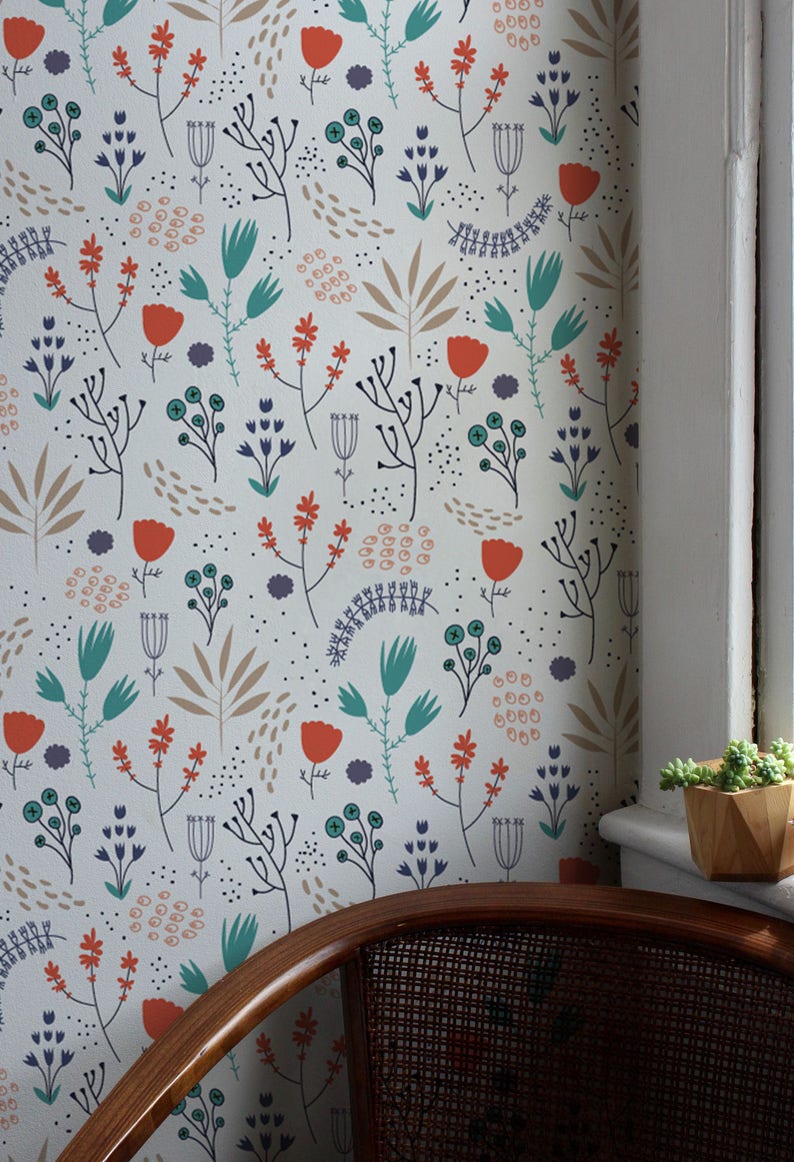 Removable Wall Decor A163 Removable Peel and Stick Wallpaper Wallpaper Desert Floral Design Removable Wallpaper Wall Paper Removable