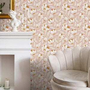 Vintage Floral Pink Gold Wallpaper - C695 - Etsy