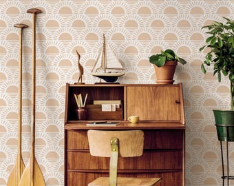 Orange Scallop Peel and Stick Wallpaper – Removable Home Decor