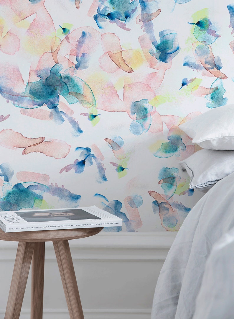 Abstract Watercolor Wallpaper Removable Wallpaper Watercolor Etsy