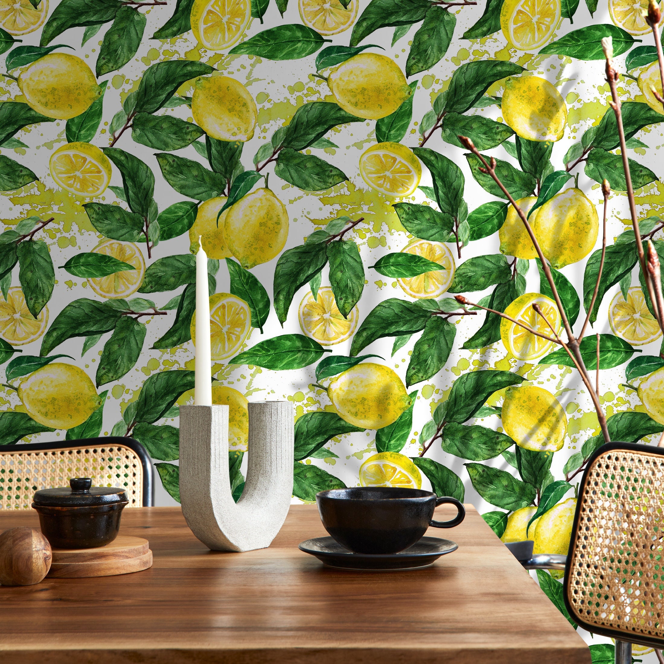 Tropical Yellow Lemon Peel and Stick Wallpaper – Removable Wall Decor ...