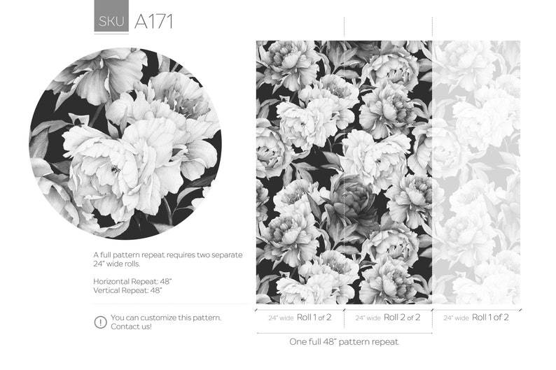 Temporary Wallpaper Black and White Selfadhesive Removable Etsy