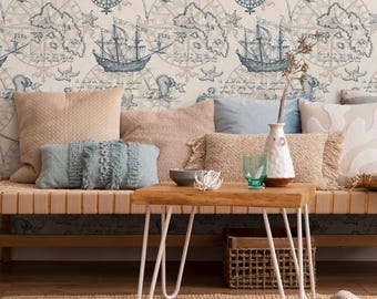 Nautical Removable Wallpaper, Ocean Animals, Marine Boat Sticker