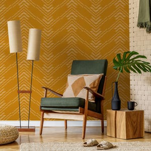 Art Deco Chevron Senf und Weiß Tapete - C497