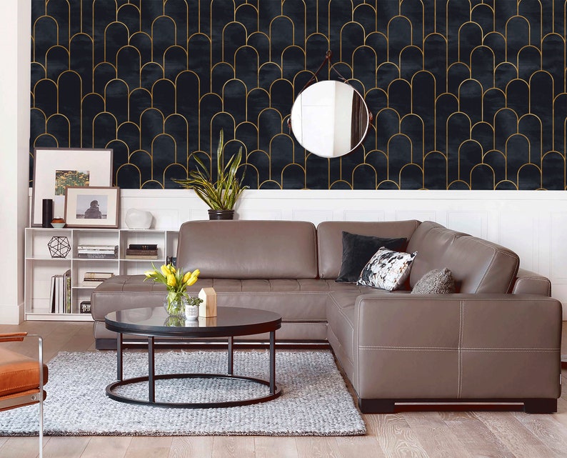 Removable Wallpaper Art Deco Wall Mural Temporary Wallpaper Etsy Australia
