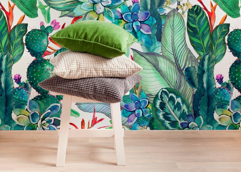 Removable Wallpaper Floral Wall Mural Temporary Wallpaper Etsy