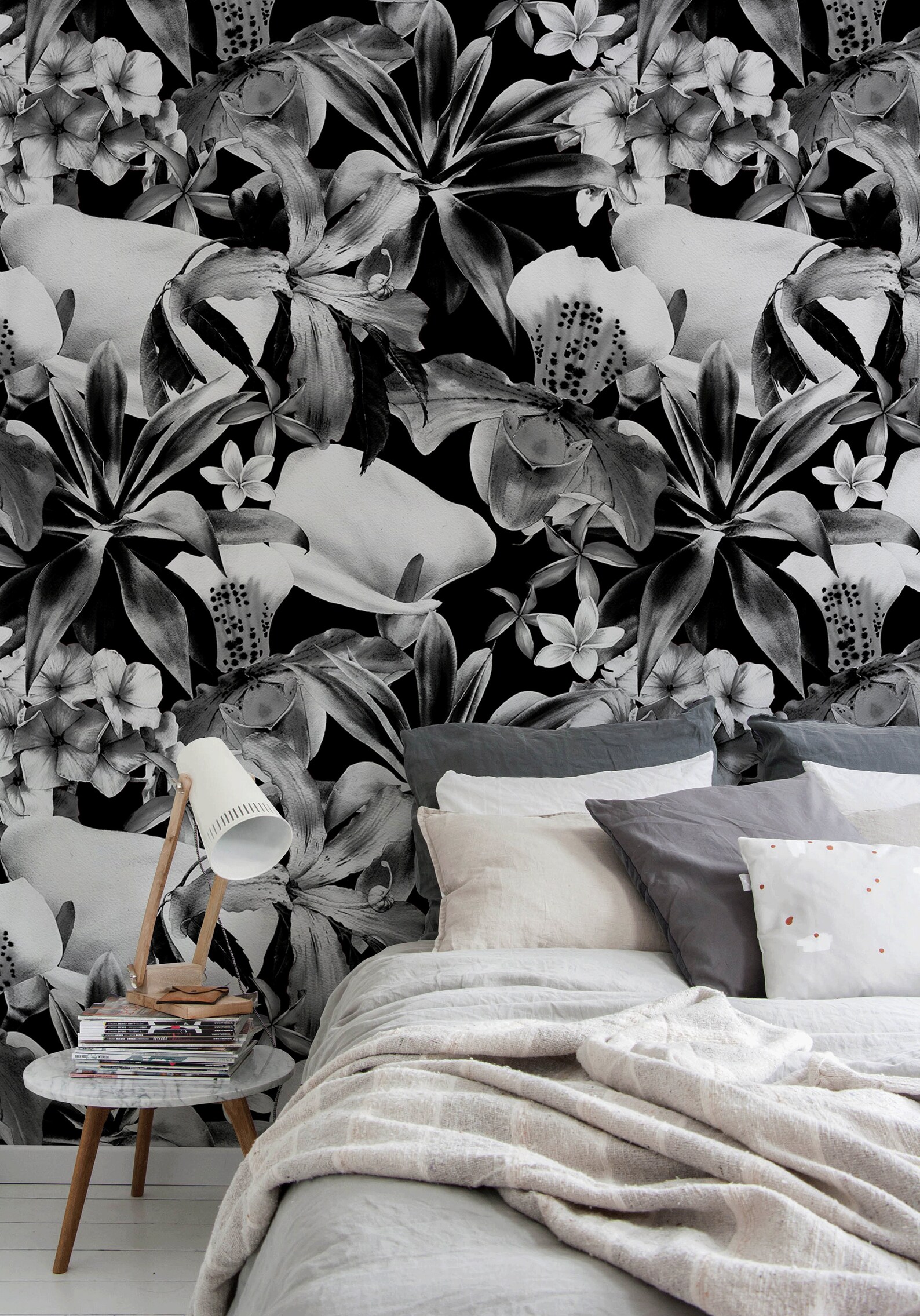 Black and White Wallpaper Selfadhesive Removable Wallpaper Etsy