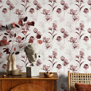 Vintage Floral Pink Wallpaper - C793