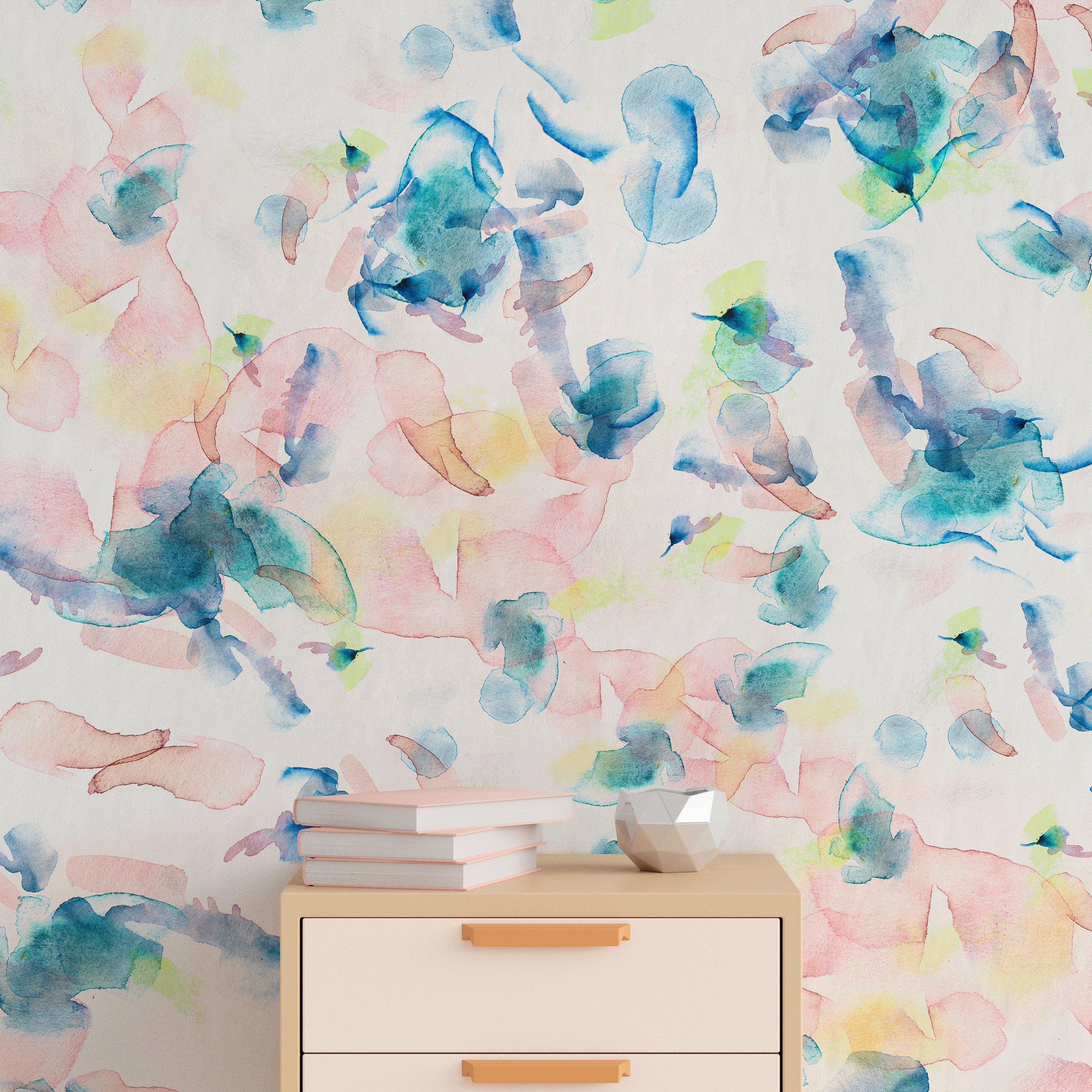 Abstract Watercolor Wallpaper Removable Wallpaper Watercolor Etsy