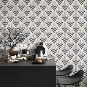 Art Deco Geometrische Tapete - Schwarzweiß