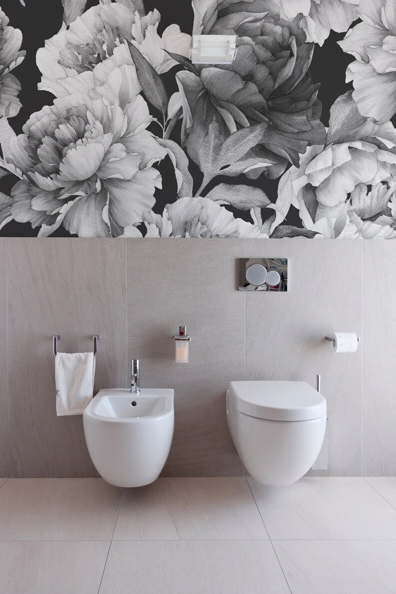 Temporary Wallpaper Black and White Selfadhesive Removable Etsy Canada