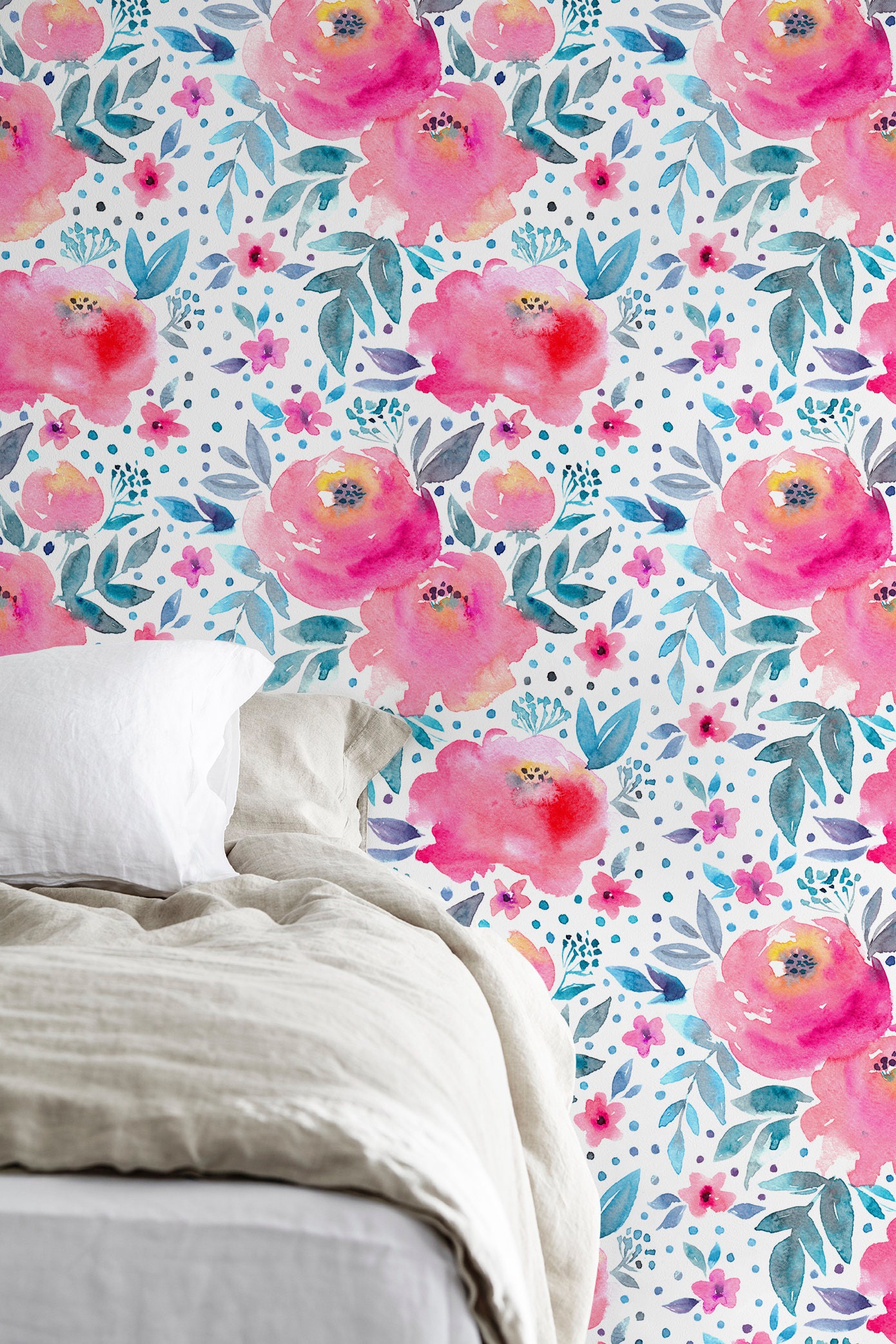 Floral Wallpaper Removable Wallpaper Vintage Wallpaper Etsy