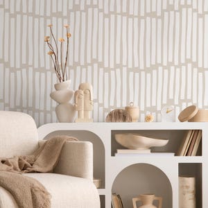 Contemporary Beige White Wallpaper - C708