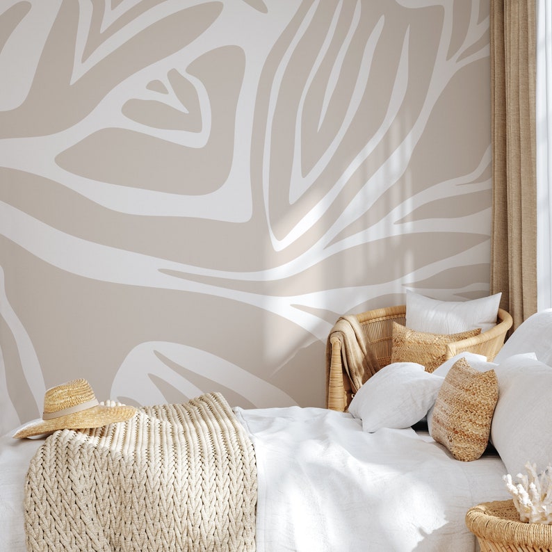 Neutral Abstract Wallpaper Contemporary Mural Peel and Stick and Traditional Wallpaper D695 image 4