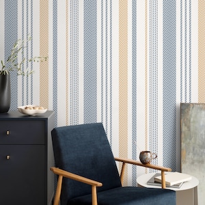Farmhouse Striped Wallpaper Herringbone Wallpaper Peel and Stick and Traditional Wallpaper - D803