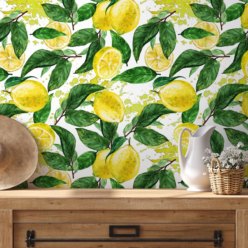 Tropical Yellow Lemon Peel and Stick Wallpaper – Removable Wall Decor ...